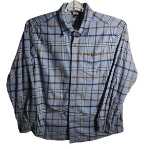 Eddie Bauer Mens Long Sleeve Plaid Heavy Flannel Shirt Blue Lt Harbor 0408 Large